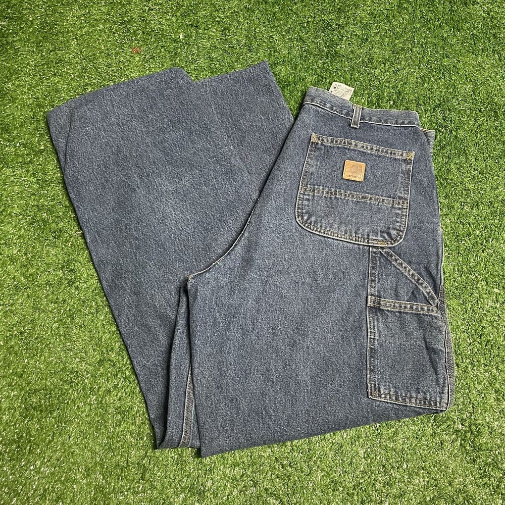 Carhartt B13 Carpenter Jeans Men’s 36x34 Blue Medium Wash Workwear Denim